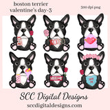 Boston Terrier PNG, Valentine's Clip Art, Black & White Dog, DIY Gift for Her, Instant Download, Dog Clip Art PNG, Commercial Use Art, Scrapbook Elements, Dog PNG for Tumblers, Clipart for Stickers, Clip Art for Kids, Old Red Truck, Dog Lover Gift For Women