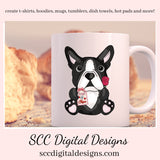 Boston Terrier PNG, Valentine's Clip Art, Black & White Dog, DIY Gift for Her, Instant Download, Dog Clip Art PNG, Commercial Use Art, Scrapbook Elements, Dog PNG for Tumblers, Clipart for Stickers, Clip Art for Kids, Old Red Truck, Dog Lover Gift For Women