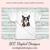 Boston Terrier PNG, Valentine's Clip Art, Black & White Dog, DIY Gift for Her, Instant Download, Dog Clip Art PNG, Commercial Use Art, Scrapbook Elements, Dog PNG for Tumblers, Clipart for Stickers, Clip Art for Kids, Old Red Truck, Dog Lover Gift For Women