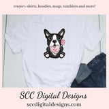Boston Terrier PNG, Valentine's Clip Art, Black & White Dog, DIY Gift for Her, Instant Download, Dog Clip Art PNG, Commercial Use Art, Scrapbook Elements, Dog PNG for Tumblers, Clipart for Stickers, Clip Art for Kids, Old Red Truck, Dog Lover Gift For Women