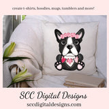 Boston Terrier PNG, Valentine's Clip Art, Black & White Dog, DIY Gift for Her, Instant Download, Dog Clip Art PNG, Commercial Use Art, Scrapbook Elements, Dog PNG for Tumblers, Clipart for Stickers, Clip Art for Kids, Old Red Truck, Dog Lover Gift For Women