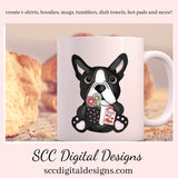 Boston Terrier PNG, Valentine's Clip Art, Black & White Dog, DIY Gift for Her, Instant Download, Dog Clip Art PNG, Commercial Use Art, Scrapbook Elements, Dog PNG for Tumblers, Clipart for Stickers, Clip Art for Kids, Old Red Truck, Dog Lover Gift For Women