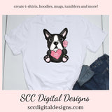 Boston Terrier PNG, Valentine's Clip Art, Black & White Dog, DIY Gift for Her, Instant Download, Dog Clip Art PNG, Commercial Use Art, Scrapbook Elements, Dog PNG for Tumblers, Clipart for Stickers, Clip Art for Kids, Old Red Truck, Dog Lover Gift For Women