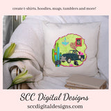 Old Truck PNG, Vintage Blue Truck, Gone Junkin T-Shirt Design, Junker Designs, DIY Gift for Her, Instant Download, Commercial Use Art, Clipart for Stickers, Gone Junkin', DIY Junkin T-Shirt, Scrapbook Elements, Exclusive Design