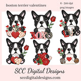 Boston Terrier PNG, Valentine's Clip Art, Black & White Dog, DIY Gift for Her, Instant Download, Dog Clip Art PNG, Commercial Use Art, Scrapbook Elements, Dog PNG for Tumblers, Clipart for Stickers, Clip Art for Kids, Old Red Truck, Dog Lover Gift For Women