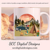 Old Truck PNG, Tent Camping Sign, Boho Art, Vintage Car Lover Gift, Hippie Clipart, DIY Gift for Her, Happy Glamper, Cricut Designs, Commercial Use Clip Art, Scrapbook Elements, Craft Supplies, Personal Use, Exclusive Clipart Sets