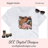 Vintage Pink Truck PNG, Boho Art, Boho Wall Art Digital, Hippie Clipart, Retro PNG for Shirts, DIY Gift for Her, Cricut Designs, Commercial Use Clip Art, Scrapbook Elements, Craft Supplies, Personal Use, Exclusive Clipart Sets