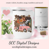 Vintage Pink Truck PNG, Boho Art, Boho Wall Art Digital, Hippie Clipart, Retro PNG for Shirts, DIY Gift for Her, Cricut Designs, Commercial Use Clip Art, Scrapbook Elements, Craft Supplies, Personal Use, Exclusive Clipart Sets