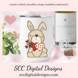 Rabbit PNG, Valentine Bunny, DIY Gift for Her, Whimsical Clipart, DIY Valentines Projects, Instant Download, Commercial Use Clip Art, Scrapbook Elements, Craft Supplies, Personal Use, Exclusive Clipart Sets, Valentine's Clipart for Cards