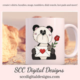 Panda PNG, Panda Bear Valentine's Clipart for Cards, DIY Gift for Her, DIY Valentines Projects, Instant Download, Commercial Use Clip Art, Scrapbook Elements, Craft Supplies, Personal Use, Exclusive Clipart Sets, Forest Animals