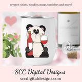 Panda PNG, Panda Bear Valentine's Clipart for Cards, DIY Gift for Her, DIY Valentines Projects, Instant Download, Commercial Use Clip Art, Scrapbook Elements, Craft Supplies, Personal Use, Exclusive Clipart Sets, Forest Animals
