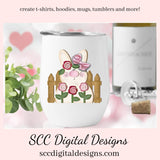 Spring Bunny Clipart, DIY Gift for Girls, Bunny PNG for Sublimation, Pink Flower, Pastel Flowers Wall Art, Clip Art for Commercial Use, Instant Download, Commercial Use Art, Clip Art PNG, Digi Scrapping Clipart, Craft Supplies, Scrapbook Elements, 3d png Image