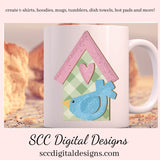 Love Blooms Here PNG, DIY Gift for Her, Pastel Flowers Wall Art, Blue Bird Clipart, Spring PNG for Tumblers, Clip Art for Commercial Use, Digi Scrapping Clipart, Craft Supplies, Scrapbook Elements, Plant Mom PNG