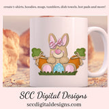 Easter Egg Bunny PNG, DIY Gifts for Girls, Babies Room Decor, Bunny PNG for Sublimation, Easter T-shirt Designs, Clip Art for Commercial Use, Digi Scrapping Clipart, Craft Supplies, Scrapbook Elements, Colored Eggs, Carrots Clipart