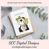 Our printable Easter greeting cards designs are ready for you to download, print, and add your unique message. Our whimsical panda bear has a colored eggs, and spring flower is a Printable Easter Card, with Easter Blessings Panda Bear, Whimsical Art, Print at Home Cards, DIY Gift Card, Blank Card PDF, DIY Gift for Her, Easter Cards, Easter Printables, Instant Download, Blank Cards Download