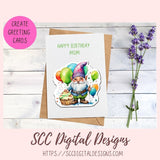Birthday Gnome Clipart Printable Stickers for Digital Planners & Scrapbooking, Paper Planner Accessories for Women, DIY Gift for Her