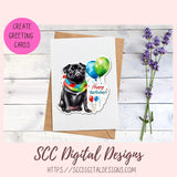 Pug Birthday Digital Stickers for Planners & Scrapbooking, Printable Stickers Paper Planner Accessories for Women, For Kids DIY Gift for Her