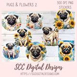 Pugs & Kisses Stickers for Digital Planners and Scrapbooking, Printable Pre-Cropped Stickers Paper Planner Accessories for the Dog Lover