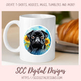 Adorable Pug Clipart for Printable Stickers, Digital Planners & Scrapbooking! Dog PNG Files for Sublimation for Kids Shirts for Tumblers