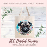 Adorable Pug Clipart for Printable Stickers, Digital Planners & Scrapbooking! Dog PNG Files for Sublimation for Kids Shirts for Tumblers