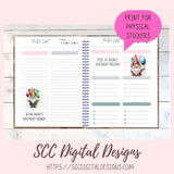 Birthday Gnome Clipart Printable Stickers for Digital Planners & Scrapbooking, Paper Planner Accessories for Women, DIY Gift for Her