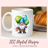Birthday Gnome Clipart Printable Stickers for Digital Planners & Scrapbooking, Paper Planner Accessories for Women, DIY Gift for Her