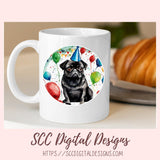 Pug Birthday Digital Stickers for Planners & Scrapbooking, Printable Stickers Paper Planner Accessories for Women, For Kids DIY Gift for Her