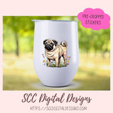 Pugs & Kisses Stickers for Digital Planners and Scrapbooking, Printable Pre-Cropped Stickers Paper Planner Accessories for the Dog Lover