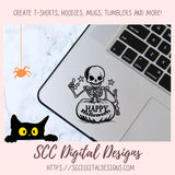 Happy Halloween Skelton PNG for Halloween T-Shirts for Women, Fall Crafting Spooky Vibes Sublimation Designs for Kids for Party Invites