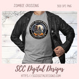 Halloween Zombie Clipart for T-Shirts for Men, Fall Crafting Designs Spooky Vibes Haunted House for Door Hanger PNG Clip Art Commercial Use