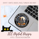 Halloween Zombie Clipart for T-Shirts for Men, Fall Crafting Designs Spooky Vibes Haunted House for Door Hanger PNG Clip Art Commercial Use
