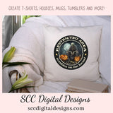 Halloween Zombie Clipart for T-Shirts for Men, Fall Crafting Designs Spooky Vibes Haunted House for Door Hanger PNG Clip Art Commercial Use