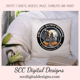 Halloween Zombie Clipart for T-Shirts for Men, Fall Crafting Designs Spooky Vibes Haunted House for Door Hanger PNG Clip Art Commercial Use