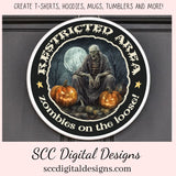 Halloween Zombie Clipart for T-Shirts for Men, Fall Crafting Designs Spooky Vibes Haunted House for Door Hanger PNG Clip Art Commercial Use