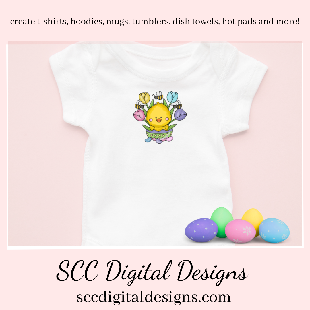 Easter Chick Clipart, Easter PNG Kids, for Stickers, Clip Art for Kids, Spring Flowers PNG, DIY Gift for Her, diy Easter Gifts, Chick png