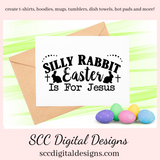 Our Silly Rabbit Easter is for Jesus svg is great to create home decor, Christian png for women's Easter shirts, bunny png for tumblers and mugs, a religious png for a diy gift for her. Silly Rabbit Easter is For Jesus SVG, Religious PNG, DIY Gift for Her, Bunny png for Tumbler, Christian svg for Women, For Men, Easter Design Shirts, Commercial Use Art, Instant Download, Use clipart for stickers