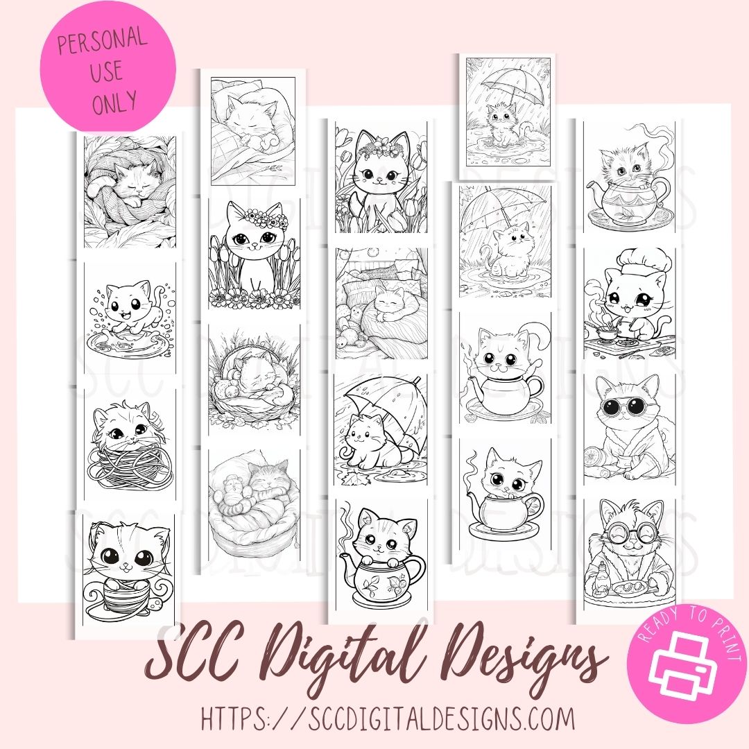 Cats Printable Coloring Book
52 Print at Home Kawii Kittens Coloring Pages for adults and kids