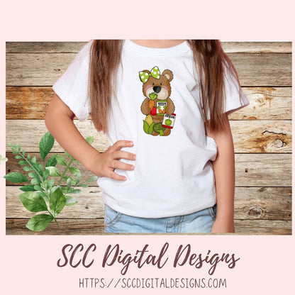 Whimsical Bears PNG for Stickers for Kids, Garden Fresh Veggies & Garden Tools Clipart for Digital Scrapbooking, Clip Art for Paper Crafting