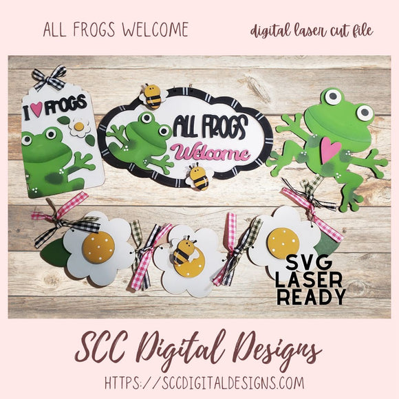 Welcome Frogs SVG 4 designs in svg laser format