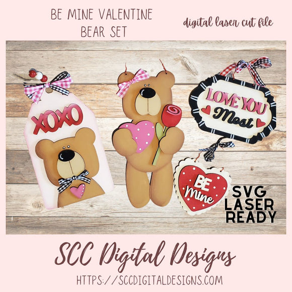 Valentine Bear SVG 4 designs in svg laser format