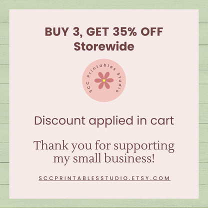 Promotional message for a discount offer on storewide items with a small business thank you note.