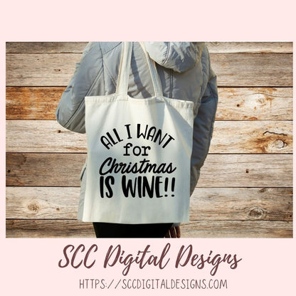 Wine SVG, DIY Christmas Farmhouse Decor for Mom, Funny Designs for Women for Shirts and Tumblers, PNG Designs for Alcohol Bottle Labels