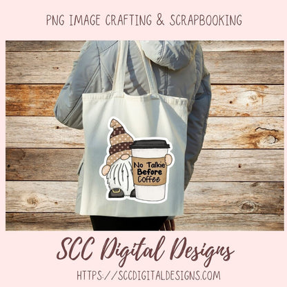 Coffee Time Gnomes PNG Bundle, Printable Stickers for Coffee and Gnome Lovers, Digital Stickers Goodnotes Compatible Scrapbooking Elements