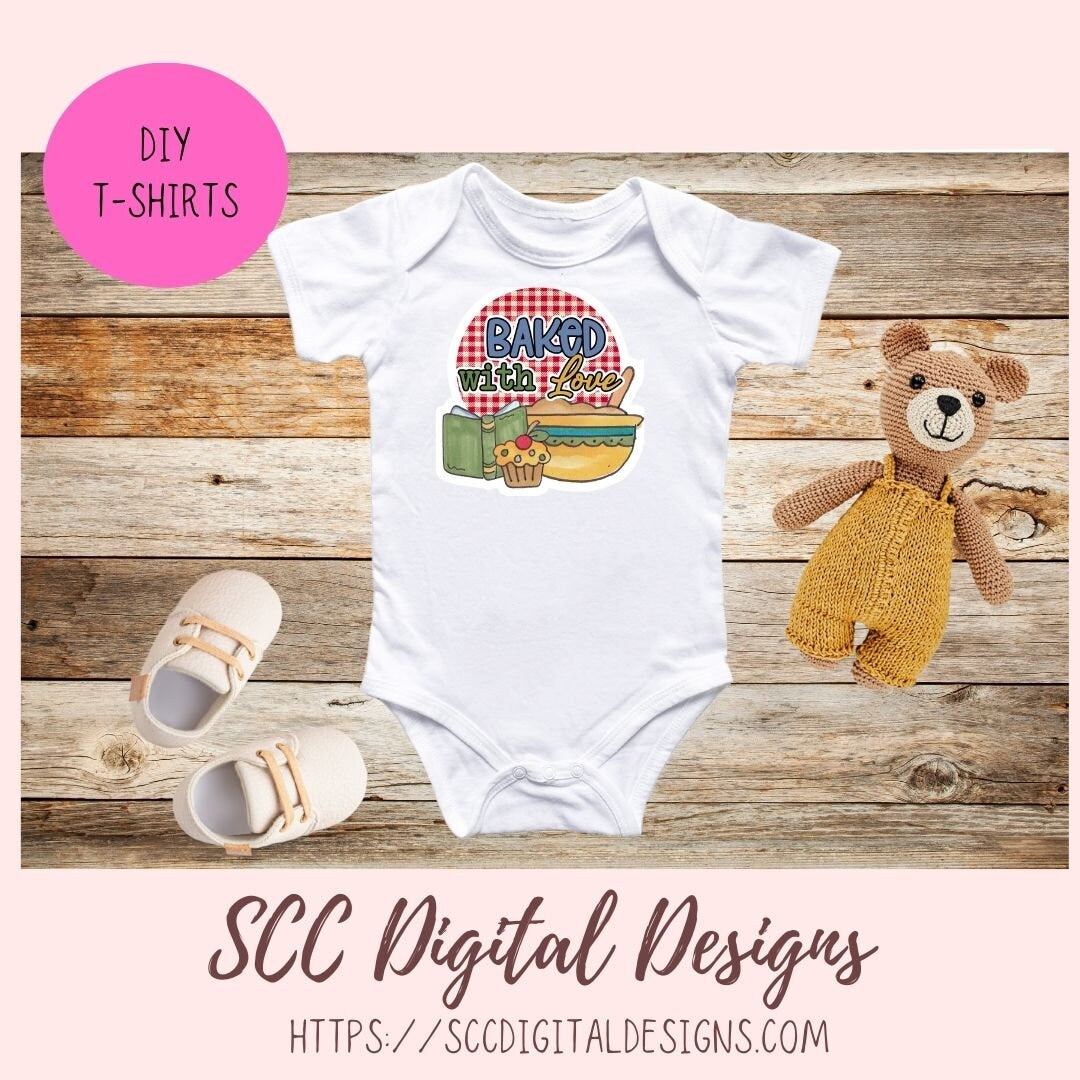 Baked with Love PNG, Whimsical Bear Printable Stickers for Kids for Tumblers, Digital Stickers Goodnotes Compatible Scrapbooking Elements
