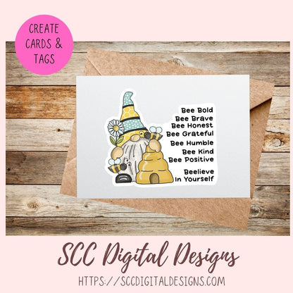 Sunflower Gnome PNG, Bee Wild & Free Printable Stickers for Kids for Tumblers, Digital Stickers Goodnotes Compatible Scrapbooking Elements