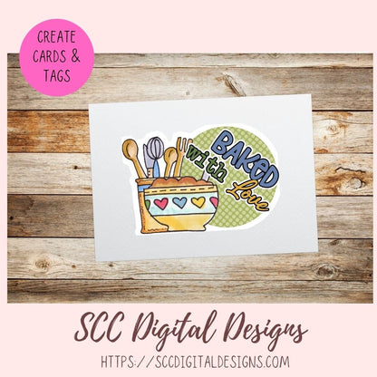 Baked with Love PNG, Whimsical Bear Printable Stickers for Kids for Tumblers, Digital Stickers Goodnotes Compatible Scrapbooking Elements