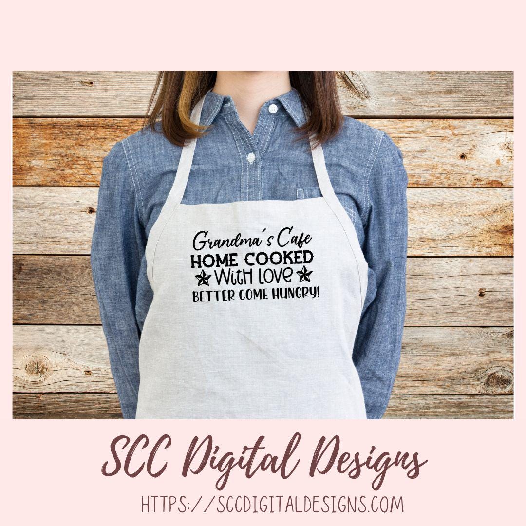 Grandma's Café SVG, Home Cooked With Love, Farmhouse Home Decor, Rustic Kitchen Sign Gift for Mom, Dining Room Wall Art for Grandma