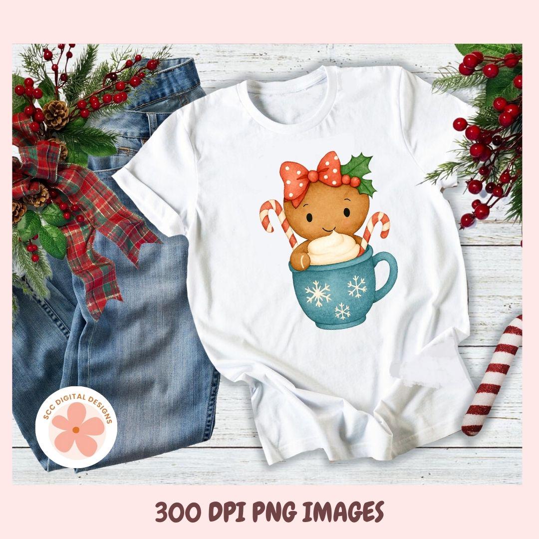 Cute Christmas Gingers PNG Bundle, Trees, Presents, Hot Cocoa Mugs, Gingerbread Cookies Clipart, Holiday Ginger Bread Girls Clip Art