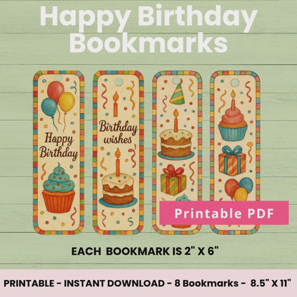 Printable Birthday Bookmarks for Kids & Adults – Fun Party Favors & Book Lover Gifts