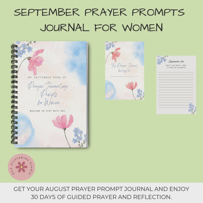 September Prayer Journal for Women – 30 Daily Prompts, Printable Faith Journal, Floral Christian PDF Download